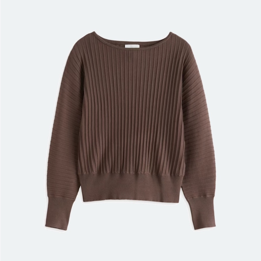 Elegant Brown Ribbed Sweater for Women